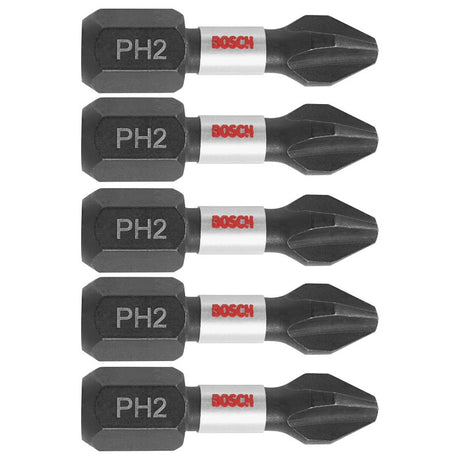 Bosch Impact Tough ITPH2105 Screwdriver Insert Bit, #2 Drive, Phillips Drive, 1/4 in Shank, Hex Shank, Steel, 5/PK