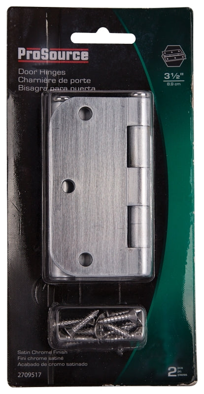 ProSource BH-102SC-PS Door Hinge, Steel, Satin Chrome, Loose Pin, 180 deg Range of Motion, Screw Mounting