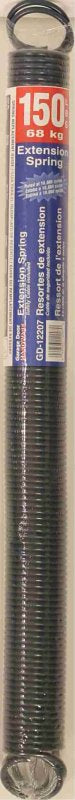 Prime-Line GD 12207 Extension Spring, 1-19/64 in OD, 22 in OAL, Carbon Steel, Galvanized, Loop End, 150 lb