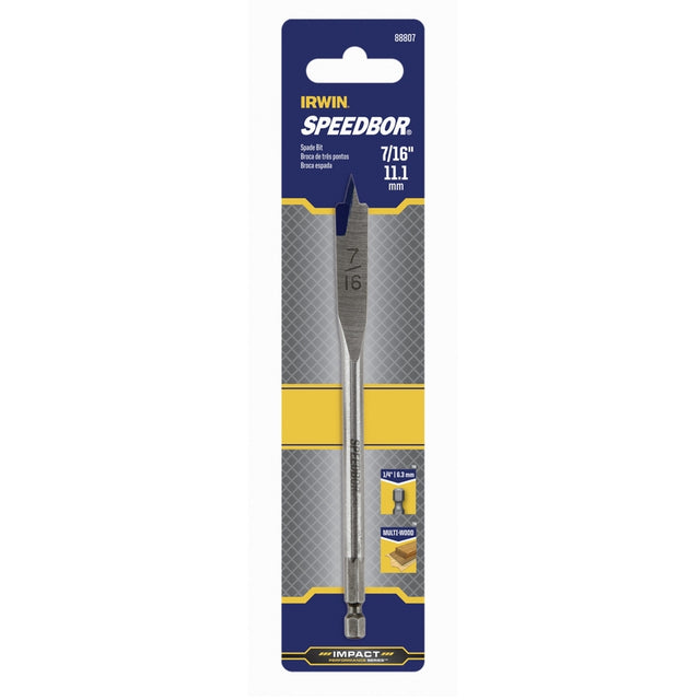 Irwin Speedbor 7/16 in. X 6 in. L Carbon Steel Wood Boring Bit Hex Shank 1 pc