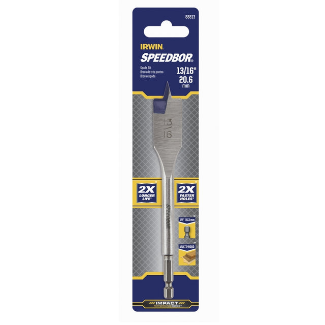 Irwin Speedbor 13/16 in. X 6 in. L Carbon Steel Wood Boring Bit Hex Shank 1 pc
