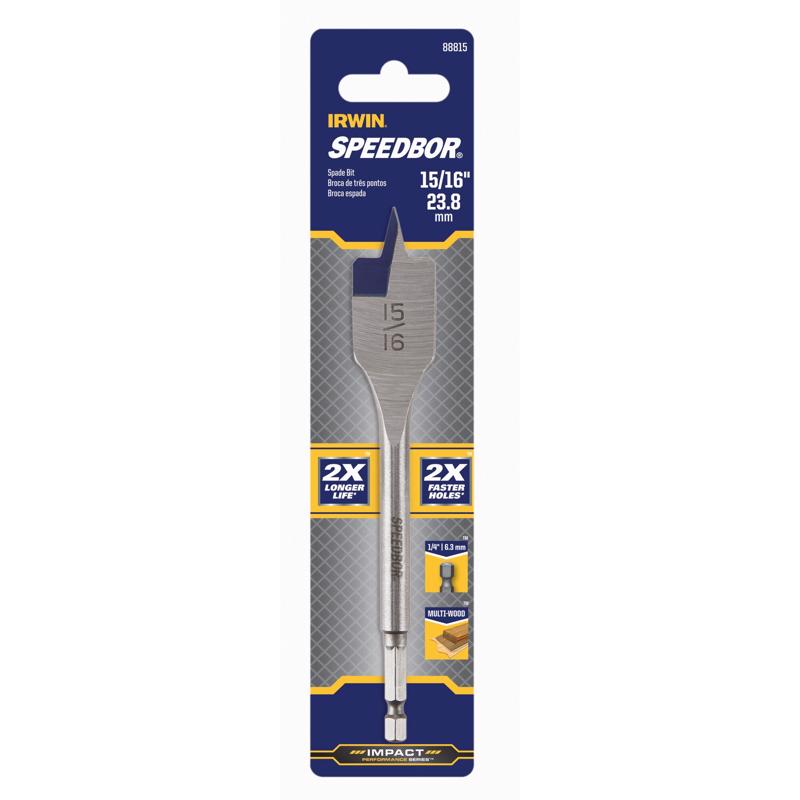 Irwin Speedbor 15/16 in. X 6 in. L Carbon Steel Wood Boring Bit Hex Shank 1 pc