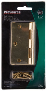 ProSource BH-202PB-PS Square Corner Door Hinge, 3-5/8 in H Door Leaf, 1-1/2 in W Door Leaf, 2.2 mm Thick Door Leaf