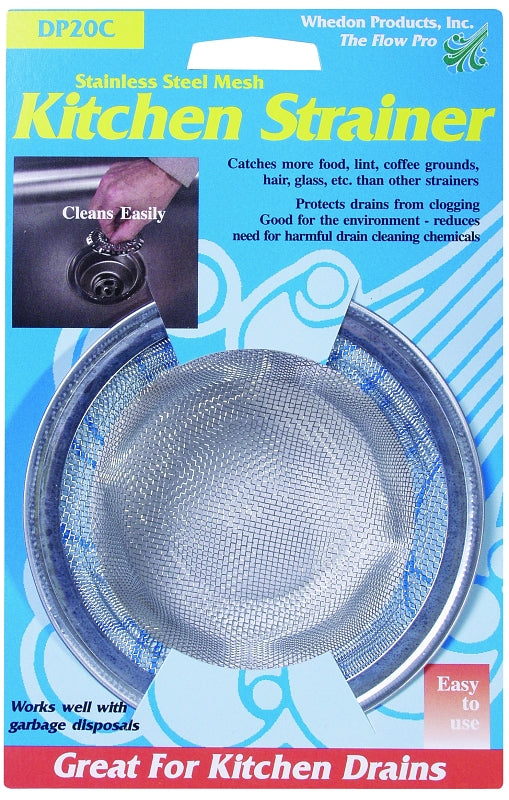 Whedon DP20C Mesh Kitchen Strainer, 4-1/2 in Dia, Stainless Steel, Chrome