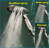 Whedon Blaster Massage Series BMH5C Handheld Shower Kit, 1/2 in Connection, 2.5 gpm, 5-Spray Function, Plastic, Matte