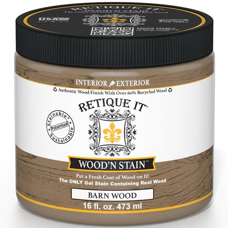 Retique It Wood'n Stain RQ-WNS16-BARN-R10 Wood Stain, Barn Wood, Gel, 16 oz