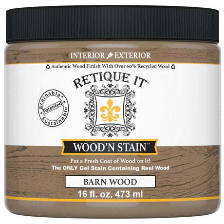 Retique It Wood'n Stain RQ-WNS16-BARN-R10 Wood Stain, Barn Wood, Gel, 16 oz