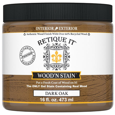 Retique It Wood'n Stain RQ-WNS16-DOAK-R10 Wood Stain, Dark Oak, Gel, 16 oz