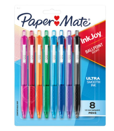 Paper Mate InkJoy 300RT 1945921 Pen Set, Retractable, Conical, Medium Tip, Assorted Ink