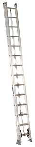 Louisville AE2200 Series AE2228 Extension Ladder, 27 ft 7 in H Reach, 300 lb, 28-Step, 1-1/2 in D Step, Aluminum