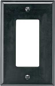 Eaton Wiring Devices PJ26BK Wallplate, Decorative, 4-7/8 in L, 3-1/8 in W, 1-Gang, Polycarbonate, Black, High-Gloss
