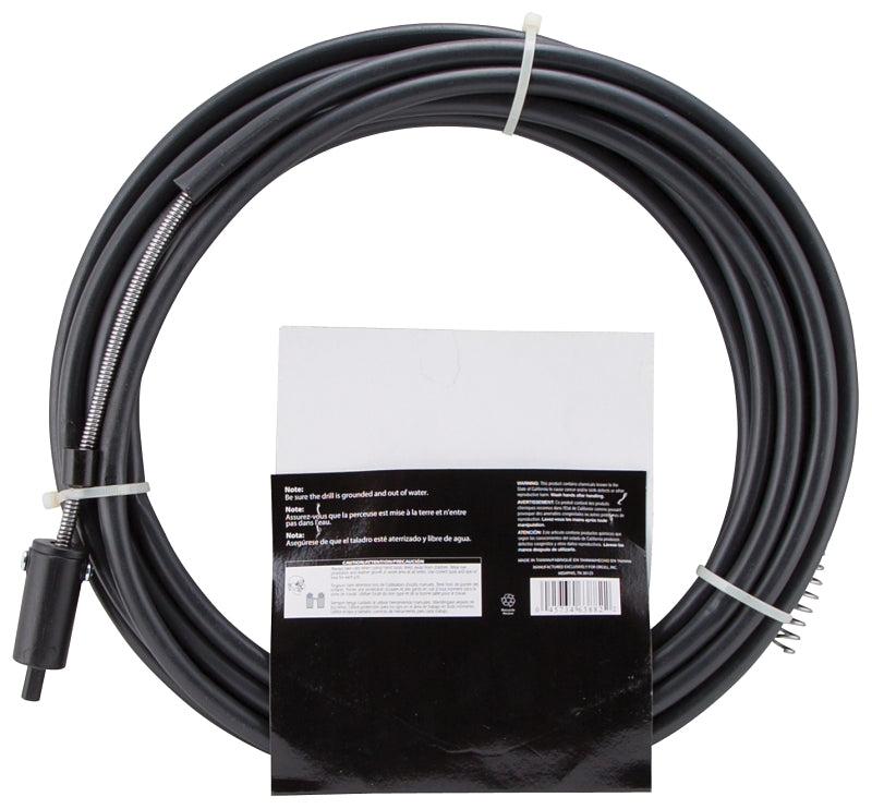 ProSource DC00001-25 Power Drain Snake, 1/4 in Dia Cable, 25 ft L Cable