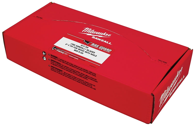 Milwaukee 48-01-2036 Reciprocating Saw Blade, Bi-Metal, Applicable Materials: Nail-Embedded Wood, 3/4 in W, 9 in L