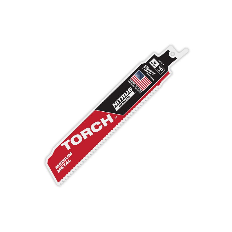 Milwaukee TORCH 48-00-6251 Reciprocating Saw Blade, 1 in W, 6 in L, 10 TPI, Carbide Cutting Edge