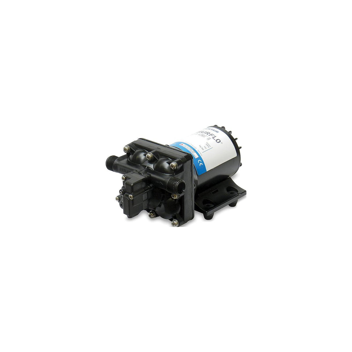 Shurflo 4128-110-E04 Aqua King II Black 30 PSI 12V 2 GPM 3.5 Amp Automatic Fresh Water Pump 8 1/8" x 5" x 4 1/8"