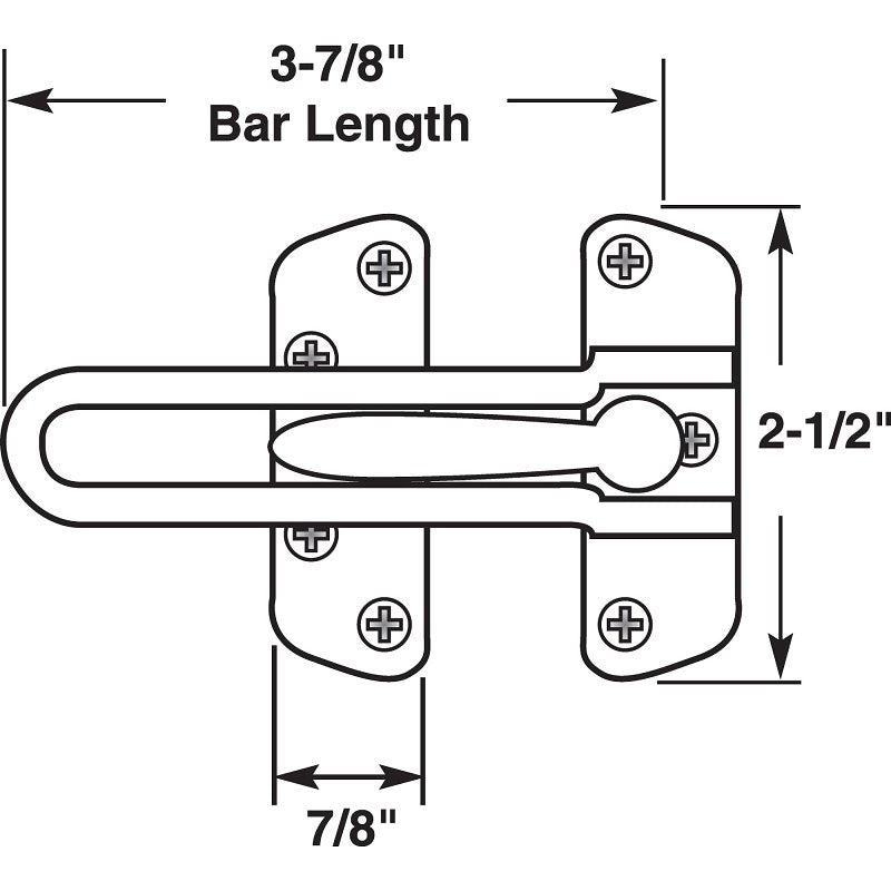 Defender Security U 9901 Door Guard, 3-7/8 in L, 2-1/2 in W, Metal, Chrome