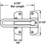 Defender Security U 9901 Door Guard, 3-7/8 in L, 2-1/2 in W, Metal, Chrome