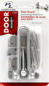 Defender Security U 9901 Door Guard, 3-7/8 in L, 2-1/2 in W, Metal, Chrome