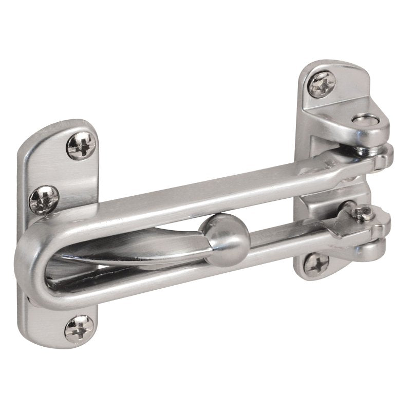 Defender Security U 9901 Door Guard, 3-7/8 in L, 2-1/2 in W, Metal, Chrome