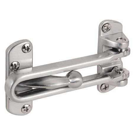 Defender Security U 9901 Door Guard, 3-7/8 in L, 2-1/2 in W, Metal, Chrome