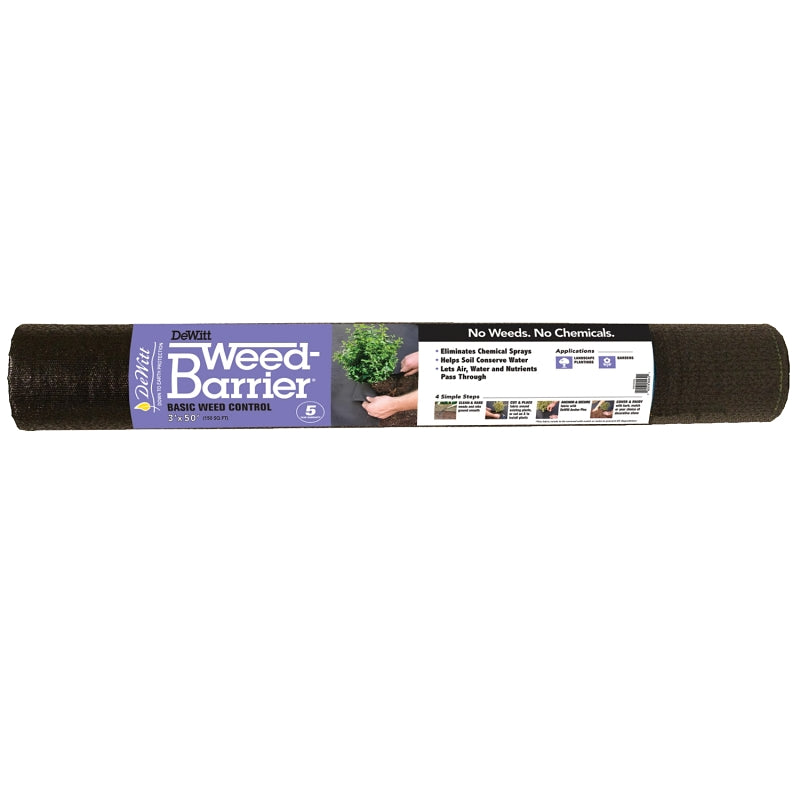 DeWitt DWB10350 Weed Barrier, 50 ft L, 3 ft W, Polypropylene, Dark Gray