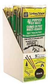 DeWitt PN-R8-BBK Nail, 9 in L, Poly, Spiral Shank, Black, 8 PK