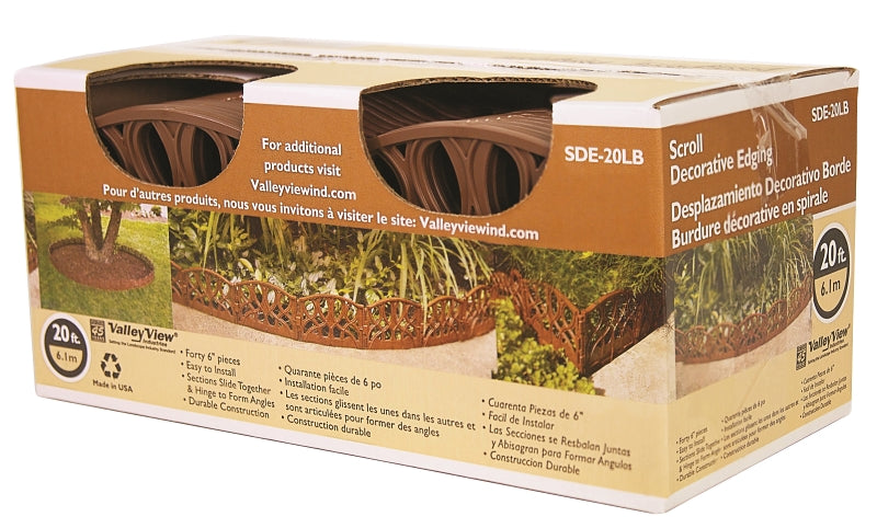 DeWitt SDE-20LB Scroll Decorative Edging, 20 ft L, Light Brown