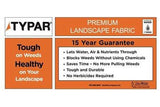 Typar 3201C-503W Premium Landscape Fabric, 100 ft L, 3 ft W, 11.5 mil Thick, Polypropylene, Black, Pack of 12