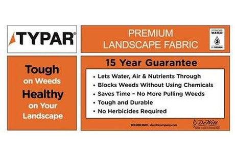 Typar 3201C-503W Premium Landscape Fabric, 100 ft L, 3 ft W, 11.5 mil Thick, Polypropylene, Black, Pack of 12