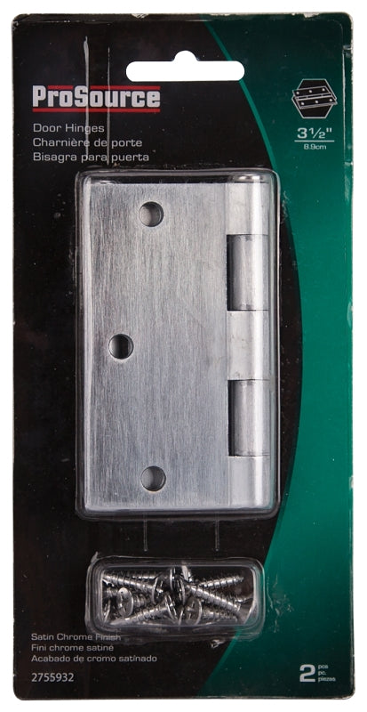 ProSource BH-202SC-PS Square Corner Door Hinge, Steel, Satin Chrome, Loose Pin, 180 deg Range of Motion