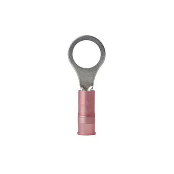 Ancor 230204 Marine Grade Nylon Insulated Ring Terminals, 1/4 Fastener, 22-18 Wire, Red, 5/Pk