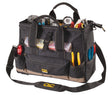 CLC TOOL WORKS 1534 Tool Bag with Top-Side Plastic Parts Tray, 8 in W, 11 in D, 16 in H, 25-Pocket, Polyester, Yellow