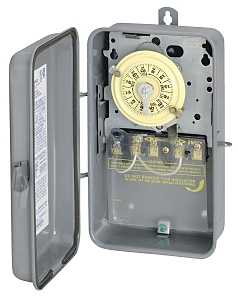 Intermatic T104R Mechanical Timer Switch, 40 A, 208/277 V, 3 W, 24 hr Time Setting, 12 On/Off Cycles Per Day Cycle, Gray