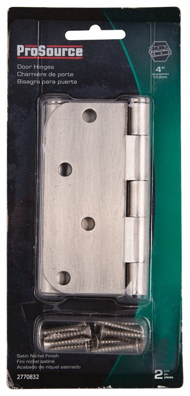 ProSource BH-402SN-PS Door Hinge, 4 in H Door Leaf, 4 in W Door Leaf, 2.2 mm Thick Door Leaf, 4 x 4 in, Steel, Loose Pin