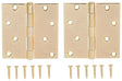 ProSource BH-502PB-PS Square Corner Door Hinge, Steel, Brass, Loose Pin, 180 deg Range of Motion, Screw Mount Mounting