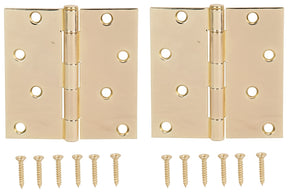 ProSource BH-502PB-PS Square Corner Door Hinge, Steel, Brass, Loose Pin, 180 deg Range of Motion, Screw Mount Mounting