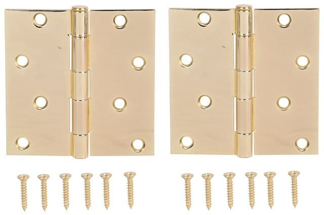 ProSource BH-502PB-PS Square Corner Door Hinge, Steel, Brass, Loose Pin, 180 deg Range of Motion, Screw Mount Mounting