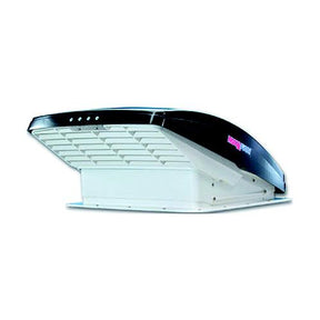 MaxxFan Deluxe 0006200K Smoke RV 10-Speed Fan w/Manual Opening &amp; Rain Shield