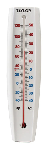 Taylor 5109 Thermometer, White Casing, 14-1/2 in H x 3-1/4 in W Dimensions, -40 to 120 deg F
