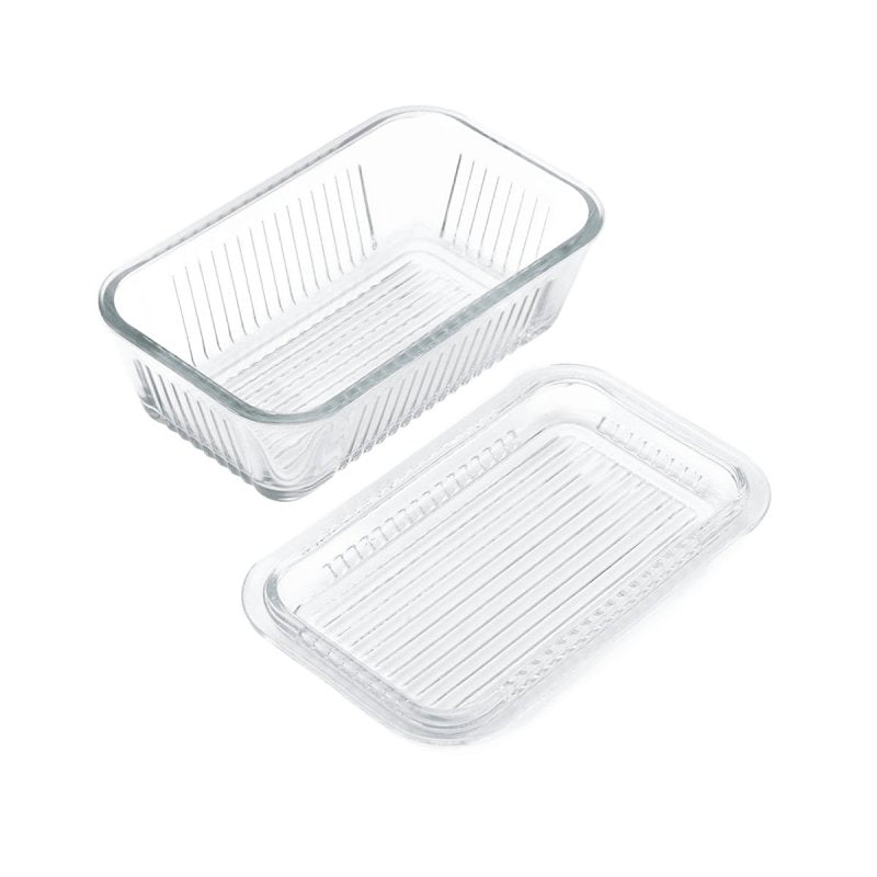 LifeTime 5078594 Multi-Function Butter Dish, Glass, 6-1/2 in L, 4 in W, Pack of 4