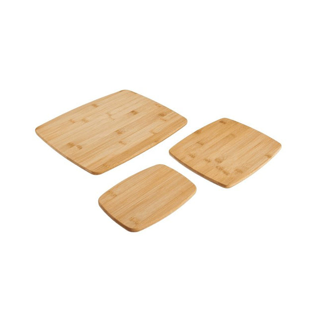 Farberware 5070344 Cutting Board Set, 1/4 in Thick, Bamboo, Brown, Natural, Pack of 3
