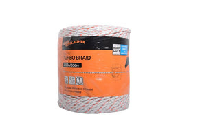 Gallagher G62174 Turbo Equibraid Wire, Metal Conductor, White, 656 ft L