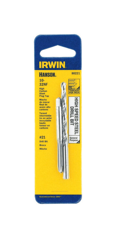Irwin Hanson High Carbon Steel HCS Tap and HSS Drill Bit Set 10 - 32 2 pc, Pack of 3