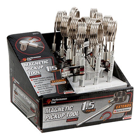 Performance Tool 24 in. L X 1.00 in. W Silver Flexible Magnetic Pickup Tool 1.5 lb. pull 12 pc, Pack of 12