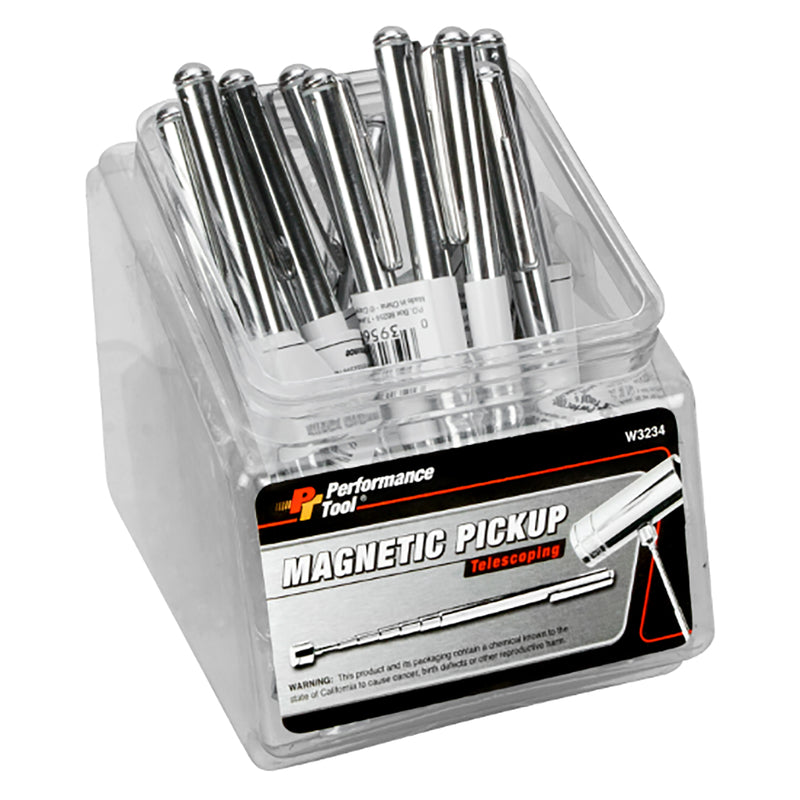 Performance Tool 18-1/2 in. L X 0.60 in. W Silver Magnetic Pick-Up Tool 3 lb. pull 12 pc, Pack of 12