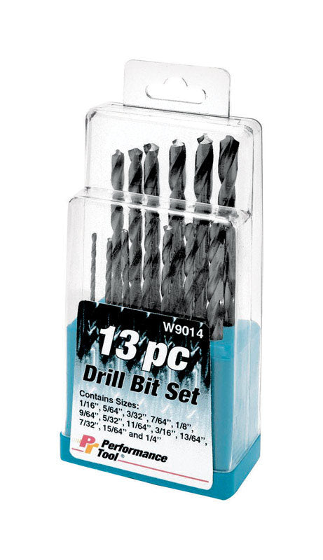 Performance Tool High Speed Steel Drill Bit Set Hex Shank 13 pc, Pack of 12
