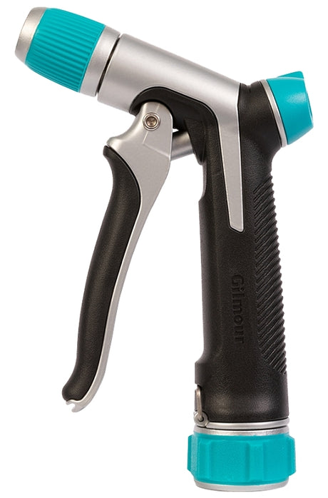 Gilmour 825602-1001 Front Control Adjustable Nozzle, 3/4 in, GHT, Metal, Aqua/Black