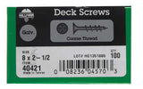 HILLMAN No. 8 Ga. X 2-1/2 in. L Gray Phillips Bugle Head Deck Screws 100 pk