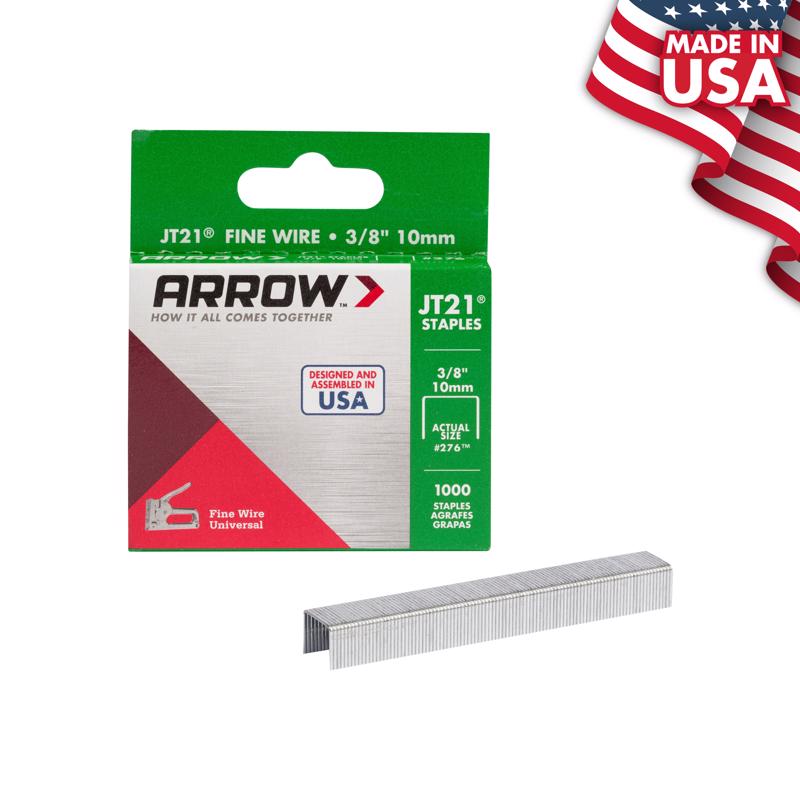 Arrow JT21 7/16 in. W X 3/8 in. L 23 Ga. Wide Crown Light Duty Staples 1000 pk, Pack of 5