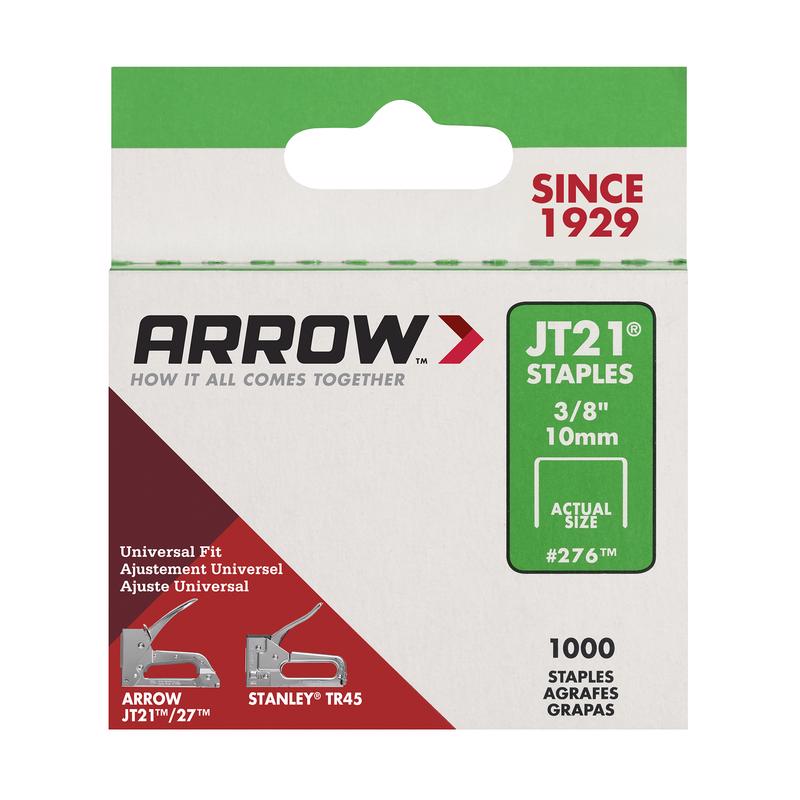 Arrow JT21 7/16 in. W X 3/8 in. L 23 Ga. Wide Crown Light Duty Staples 1000 pk, Pack of 5
